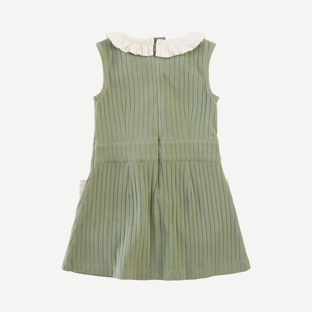 sleeveless ruffle pocket square neck dress | garden hedge | classic rib