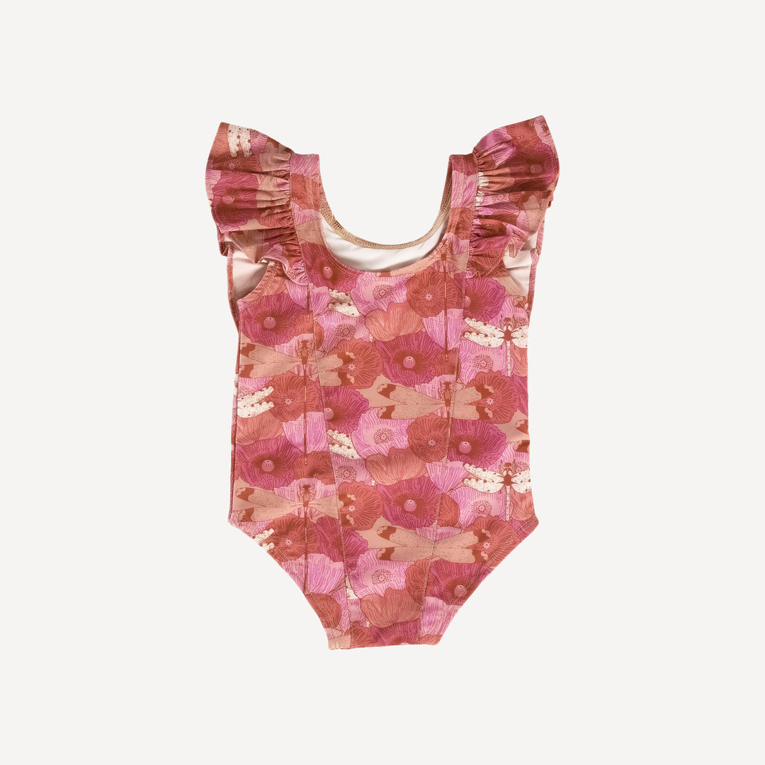 side ruffle tank swimsuit | hot pink dragonfly | swim