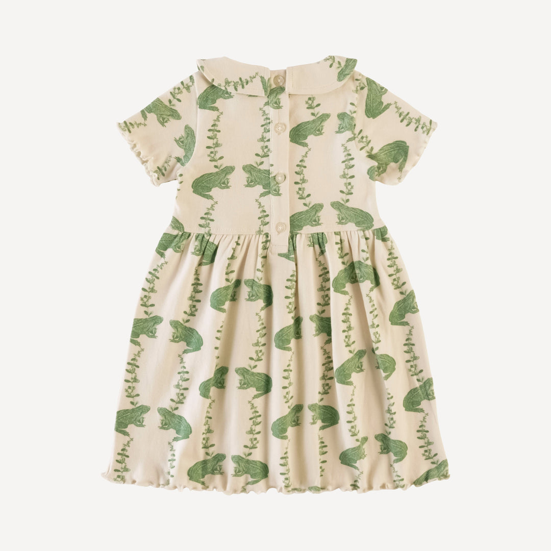 short sleeve lettuce peter pan dress | spring frog | organic cotton interlock
