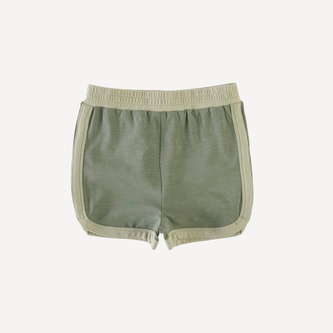 ringer track short | agave green | organic cotton slub