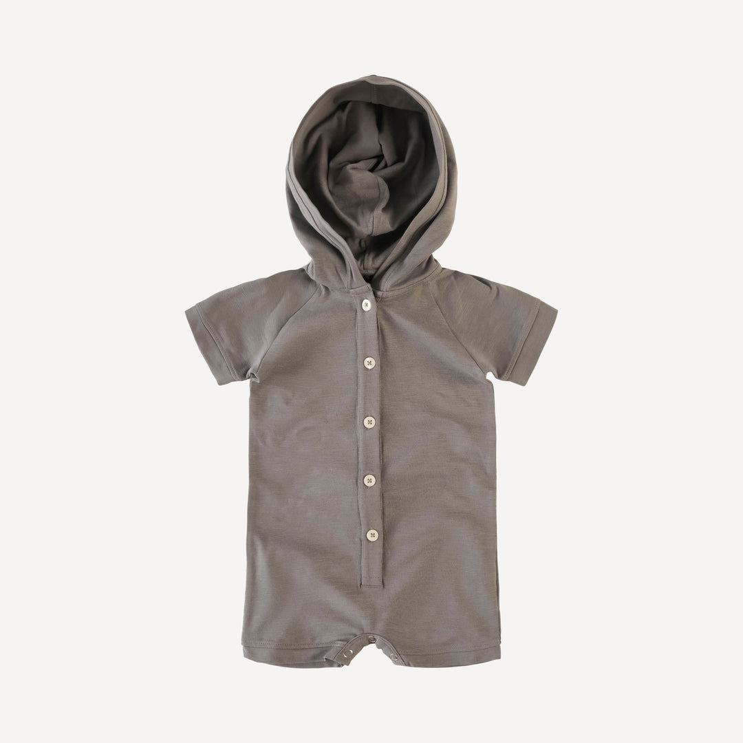 dino hoodie shortie | gray night | organic cotton slub