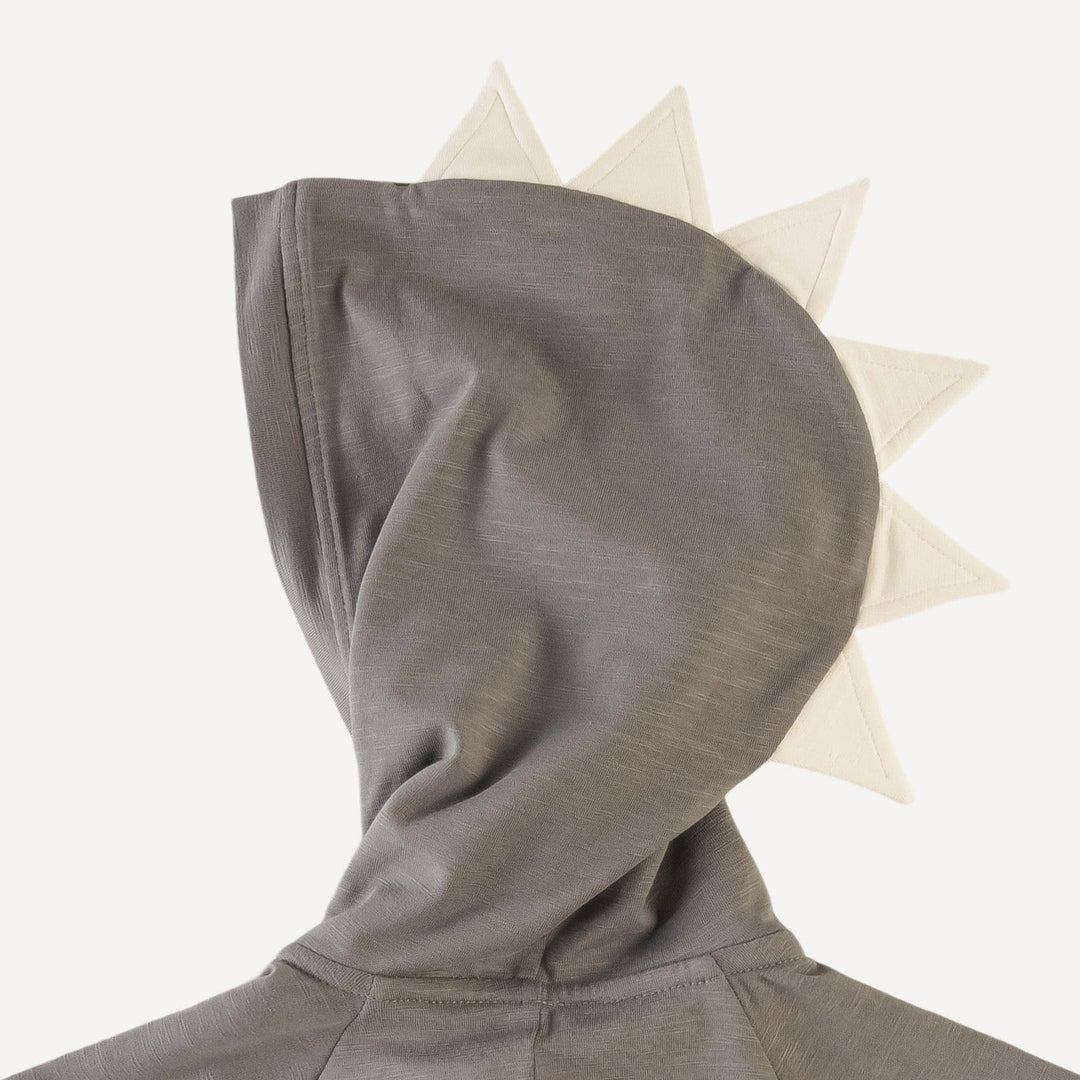 dino hoodie shortie | gray night | organic cotton slub