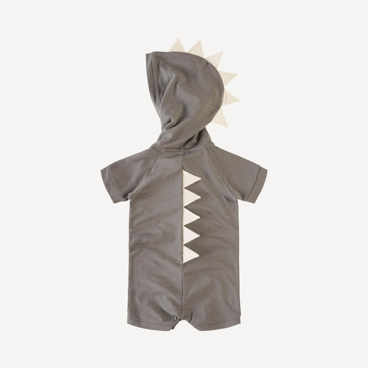 dino hoodie shortie | gray night | organic cotton slub