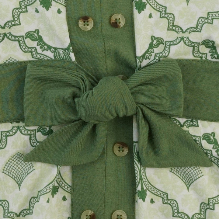 long sleeve peasant top | fog green folk floral | bamboo