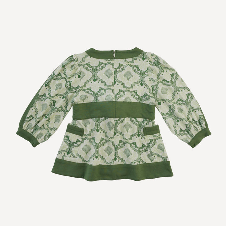 long sleeve peasant top | fog green folk floral | bamboo
