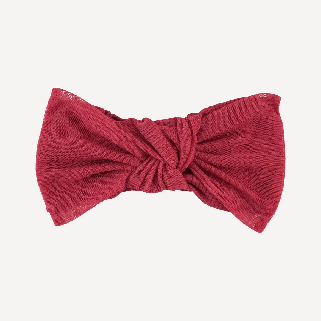 large tulle bow elastic headband | cardinal | organic cotton single rib