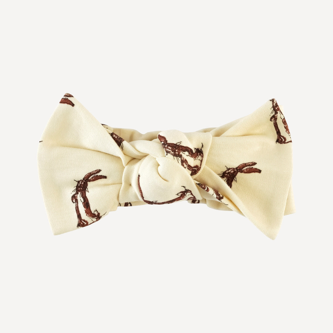large bow elastic headband | plush rabbit | organic cotton interlock