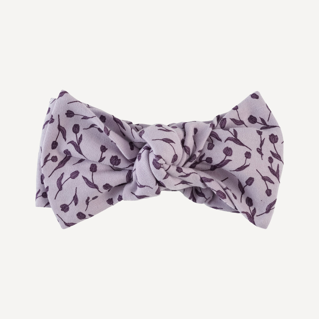 large bow elastic headband | purple tulip | organic cotton interlock