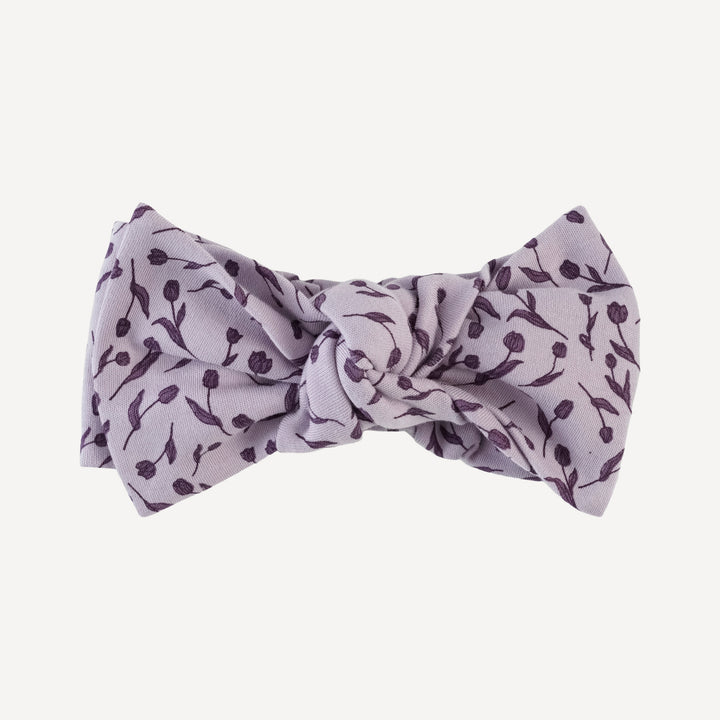 large bow elastic headband | purple tulip | organic cotton interlock