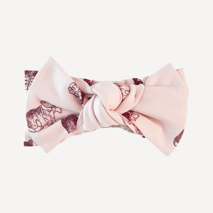 large bow elastic headband | vintage kitty | organic cotton interlock