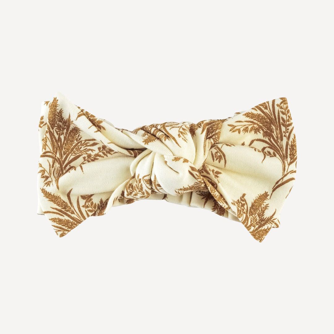large bow elastic headband | wheat grass | organic cotton interlock