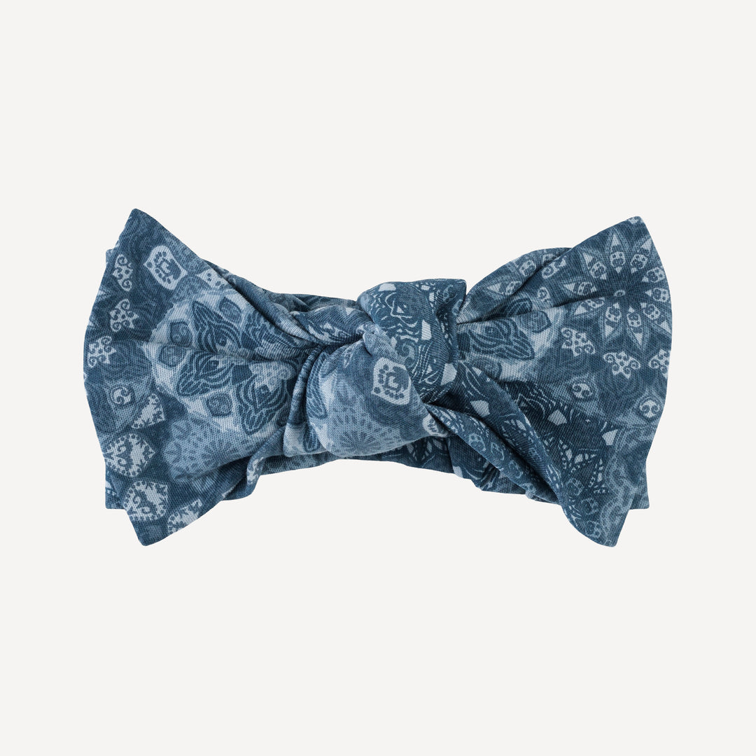 large bow elastic headband | celestial mandala | organic cotton interlock