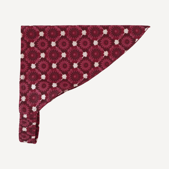bandana headband | red geo floral | organic cotton sateen woven