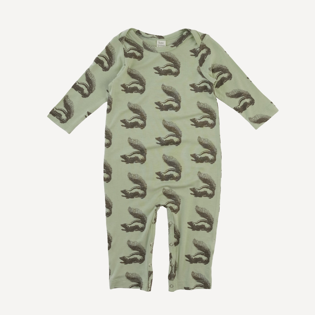 long sleeve lap neck jumpsuit | skunk | bamboo