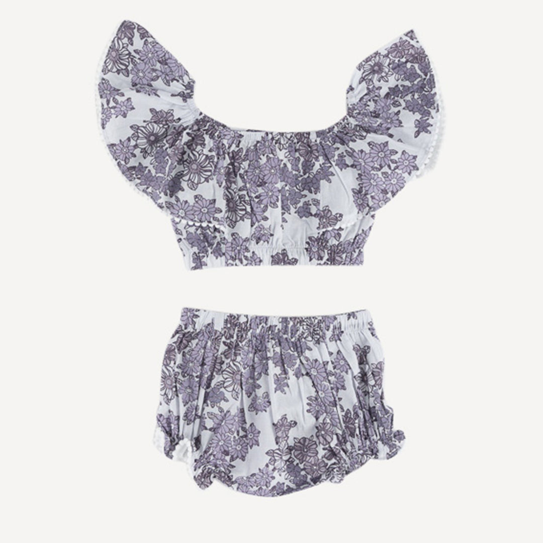2 piece sunsuit | lavender wildflower | organic cotton gauze