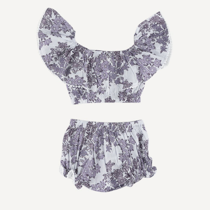 2 piece sunsuit | lavender wildflower | organic cotton gauze