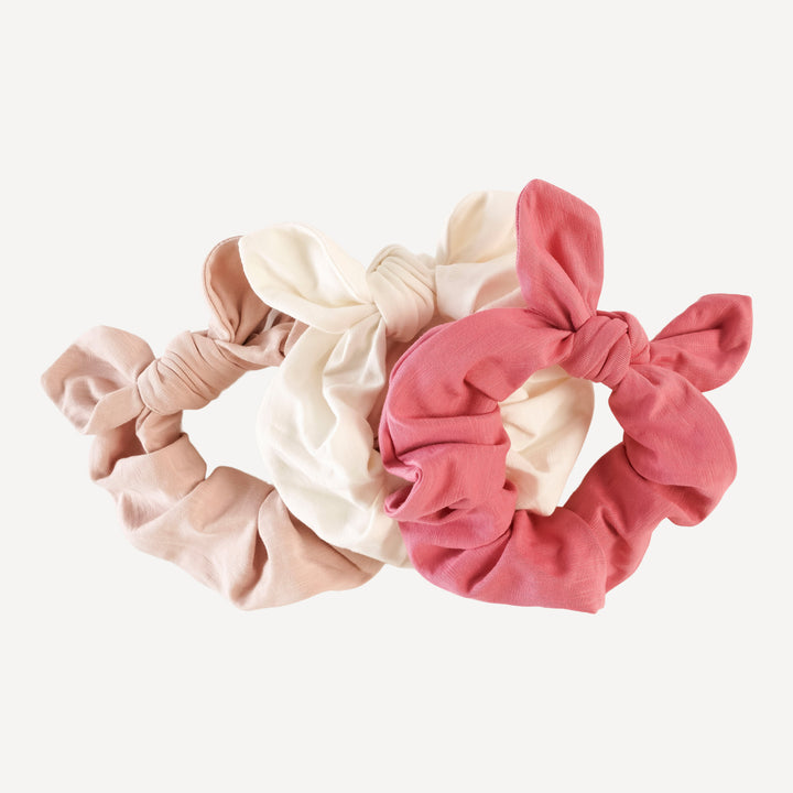tie knot scrunchie set of 3 | rose | organic cotton slub
