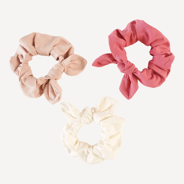 tie knot scrunchie set of 3 | rose | organic cotton slub
