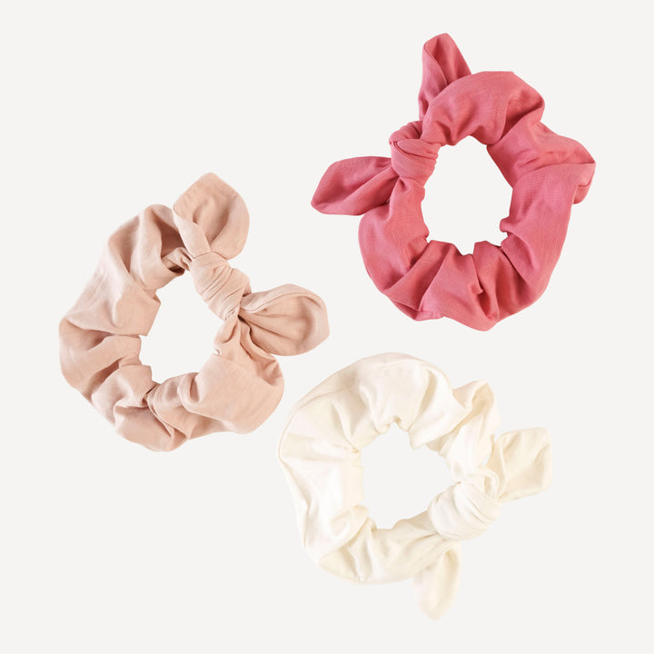 tie knot scrunchie set of 3 | rose | organic cotton slub