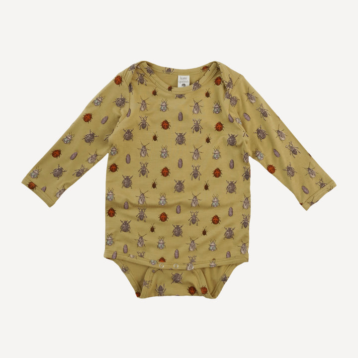 long sleeve lap neck bodysuit | neutral little beetles | bamboo