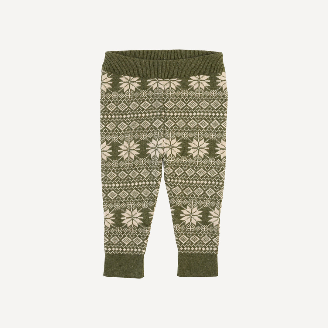 sweater leggings | nordic bronze green | organic cotton jacquard knit