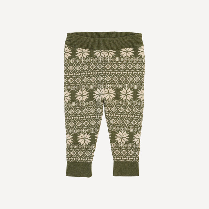 sweater leggings | nordic bronze green | organic cotton jacquard knit