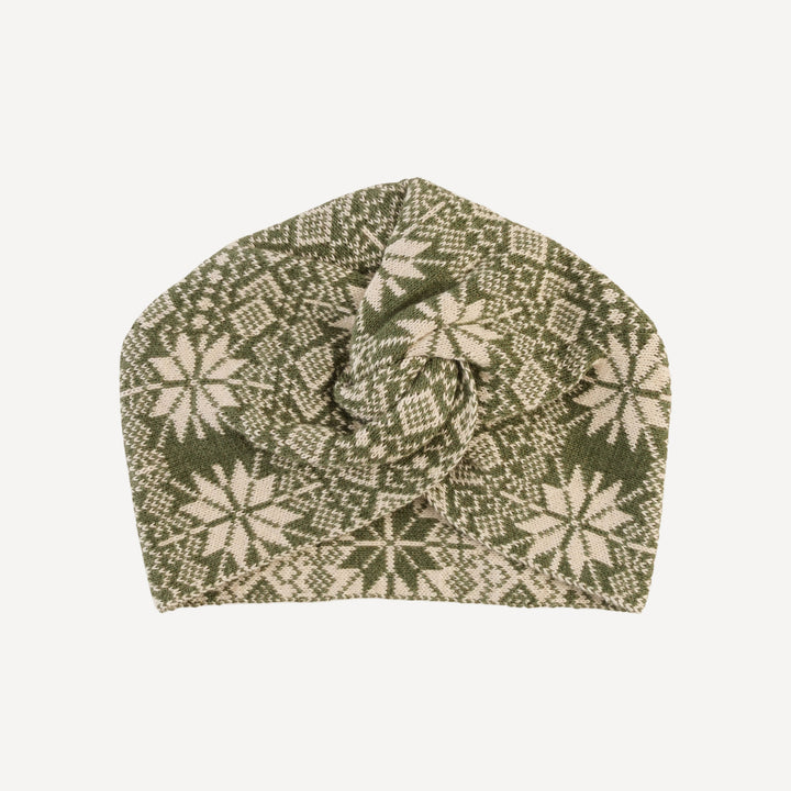 twisted beanie | nordic bronze green | organic cotton jacquard knit