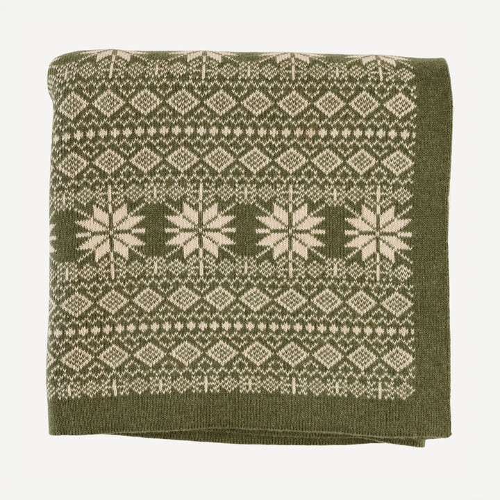 sweater blanket | nordic bronze green | organic cotton jacquard knit