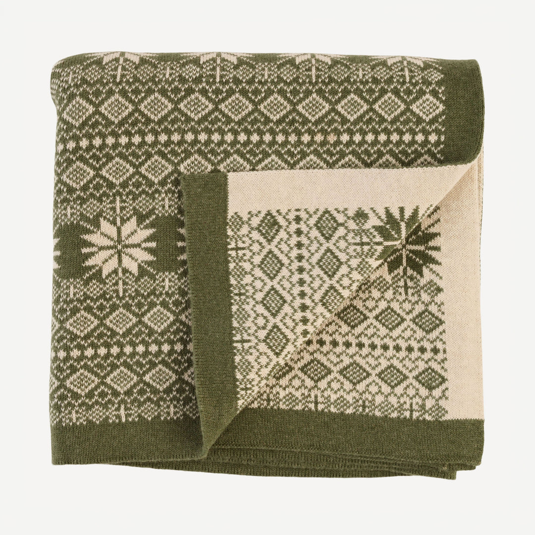 sweater blanket | nordic bronze green | organic cotton jacquard knit