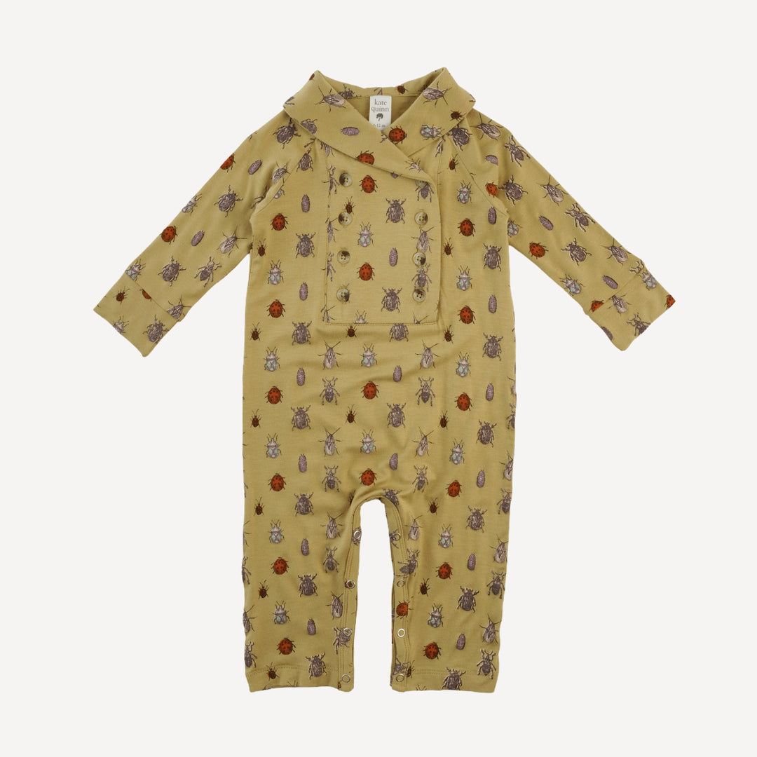 long sleeve double breasted shawl collar jumpsuit | neutral little beetles | bamboo