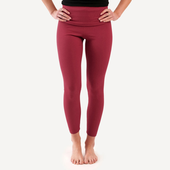 womens rolled legging | cardinal | organic cotton single rib