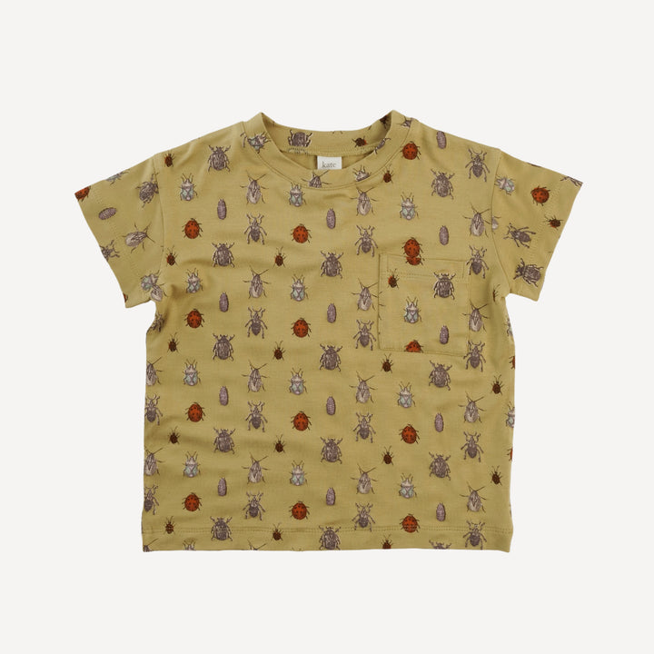 short sleeve relaxed classic pocket tee | neutral little beetles | bamboo