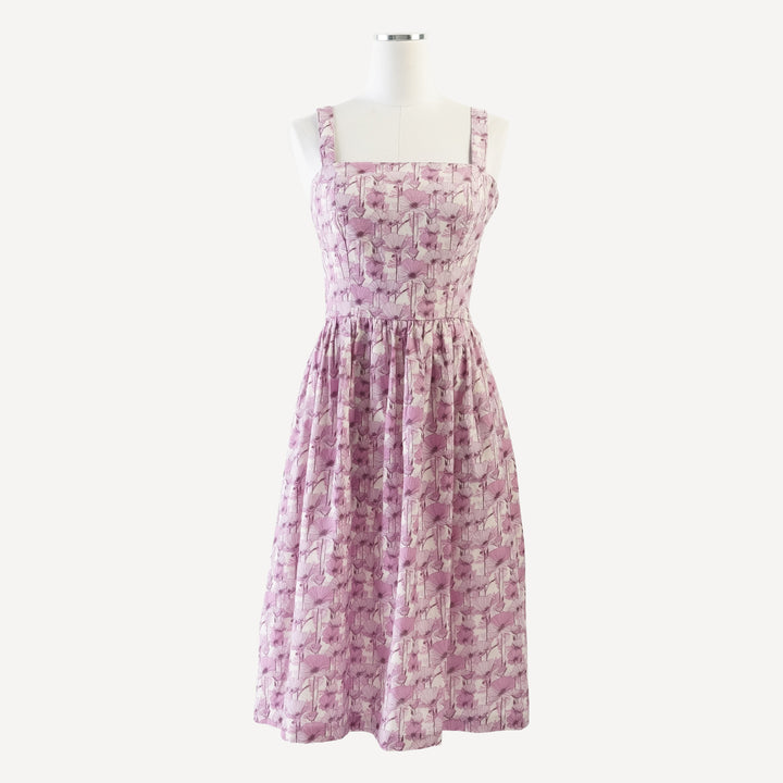 AS IS! womens smocked tie back dress | orchid poppies | organic cotton gauze