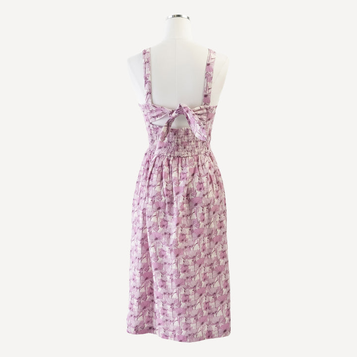 AS IS! womens smocked tie back dress | orchid poppies | organic cotton gauze