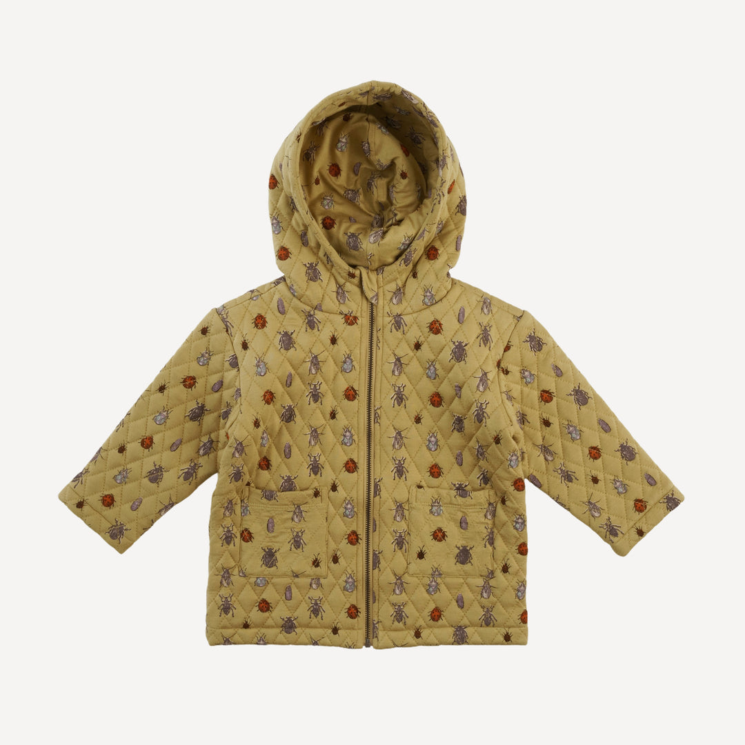 quilted hooded jacket | neutral little beetles | bamboo