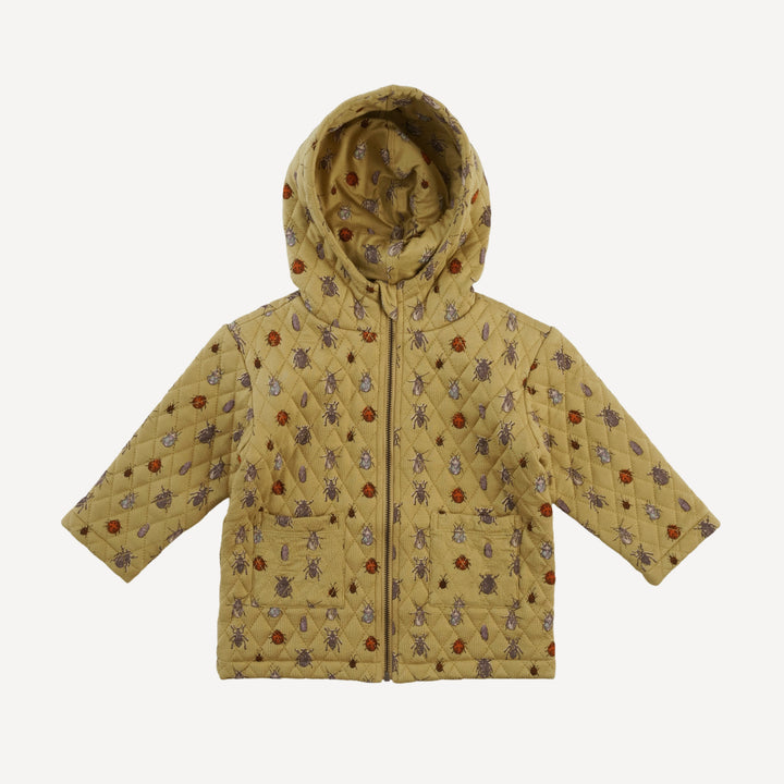 quilted hooded jacket | neutral little beetles | bamboo