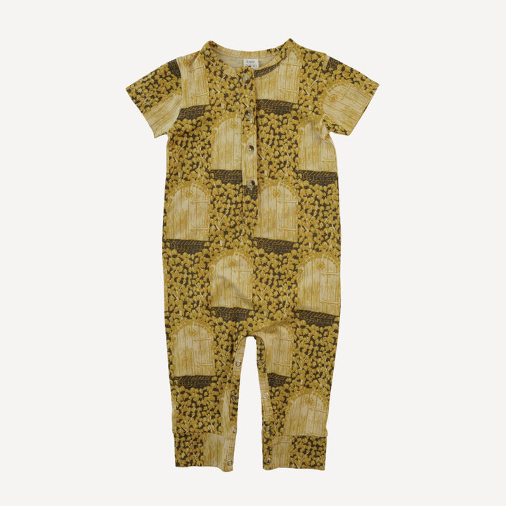 short sleeve sport union suit | neutral secret door | bamboo