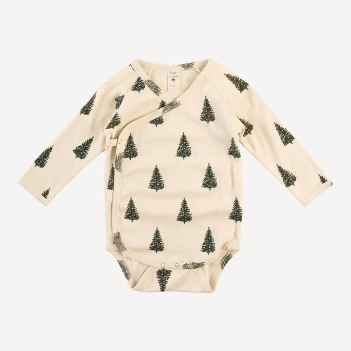 long sleeve wrap bodysuit | forest pine | organic cotton flat rib