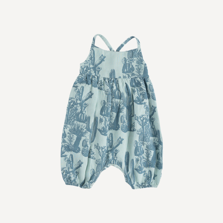 balloon jumpsuit | blue cactus | organic cotton gauze