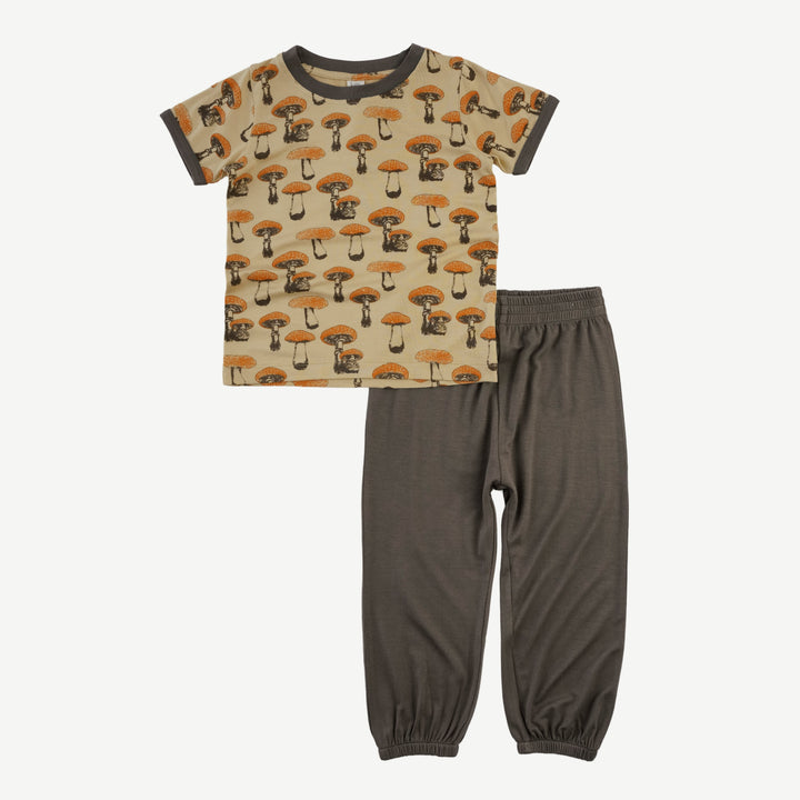 short sleeve ringer tee + jogger set | marmalade fungi | bamboo