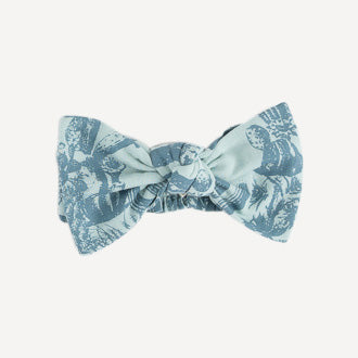 large bow elastic headband | blue cactus | organic cotton gauze