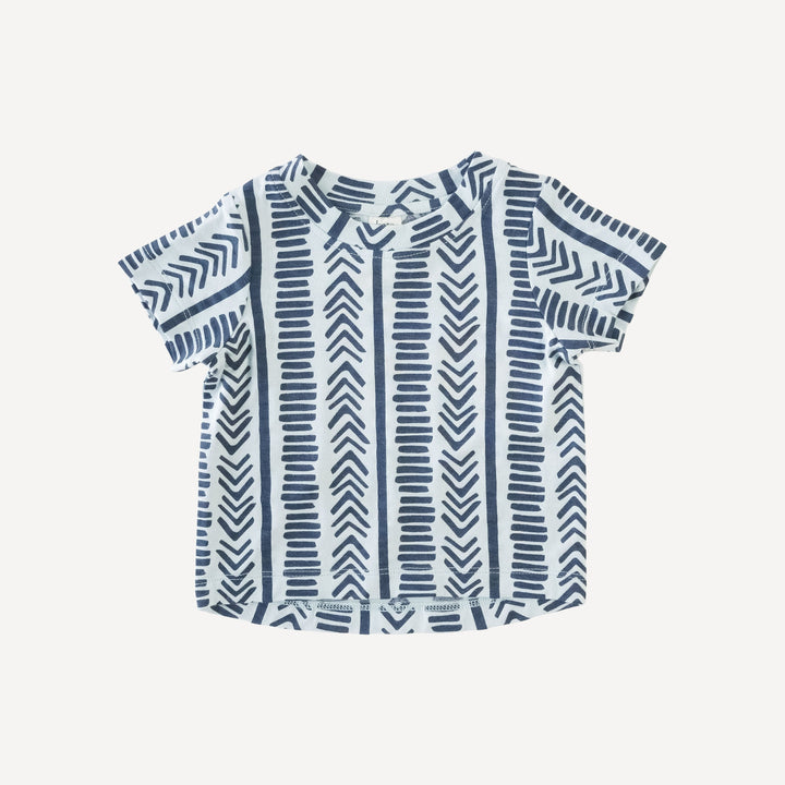 short sleeve essential boxy tee | blue mosaic stripe | lenzing modal