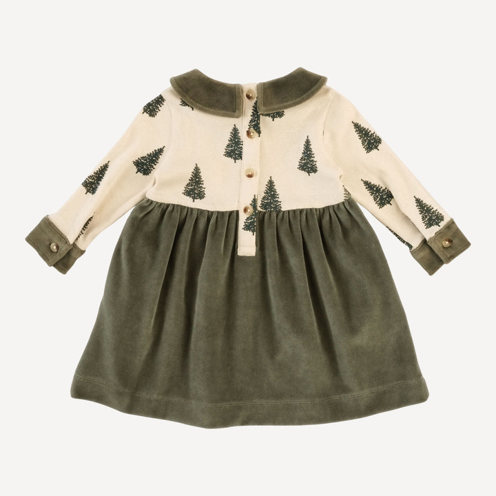 long sleeve peter pan party dress | forest pine | organic cotton flat rib