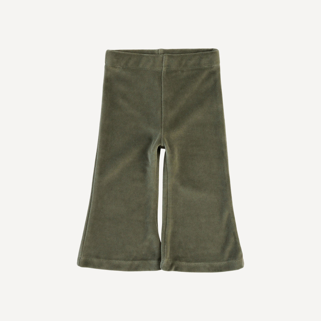 long sleeve peter pan button top + flare pant set | forest pine | organic cotton flat rib