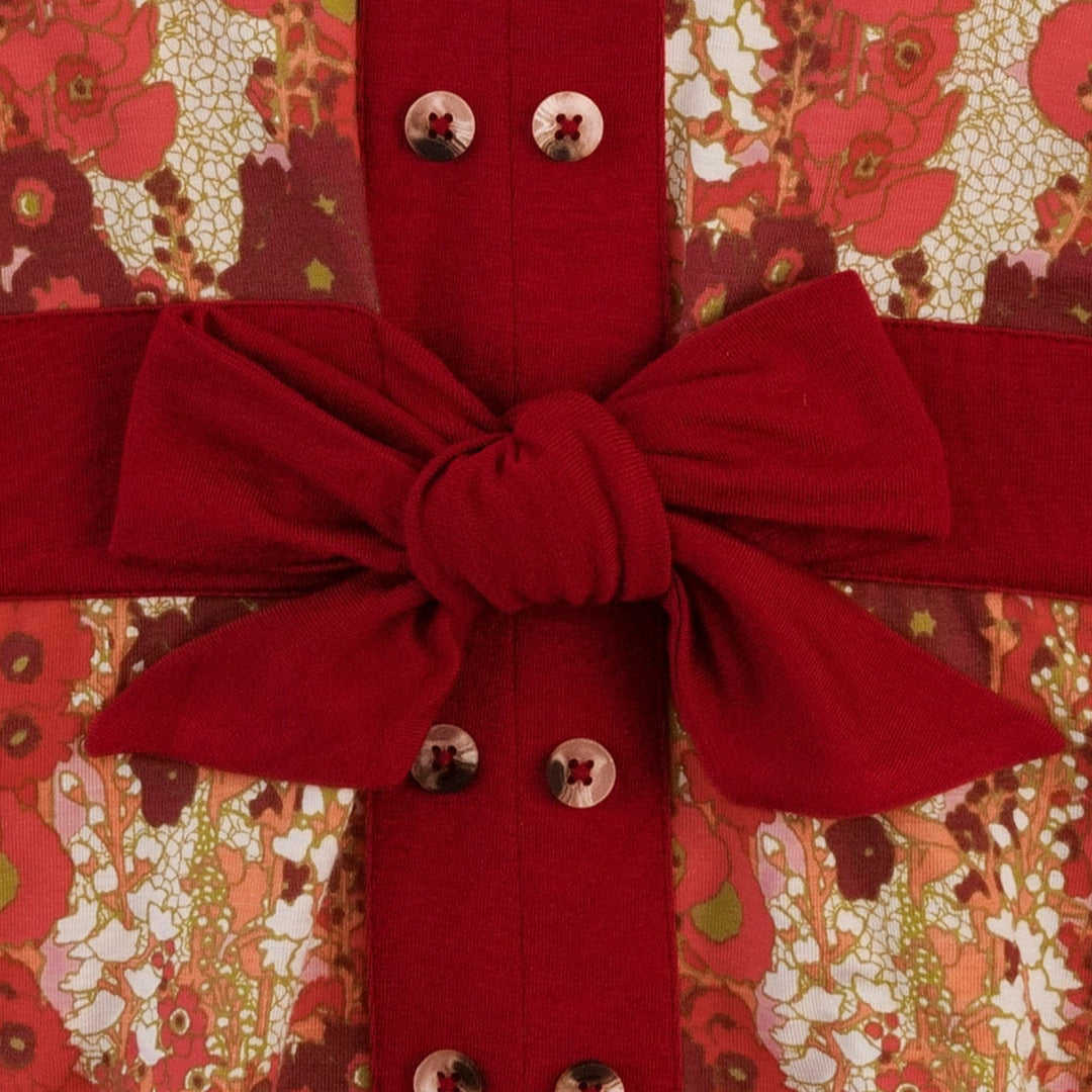 long sleeve peasant top | red hollyhocks | bamboo