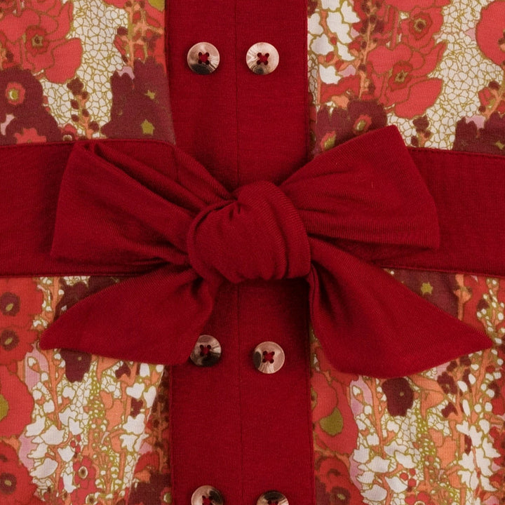 long sleeve peasant top | red hollyhocks | bamboo