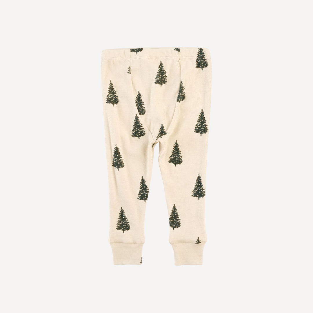 long sleeve crew neck pj set | forest pine | organic cotton flat rib