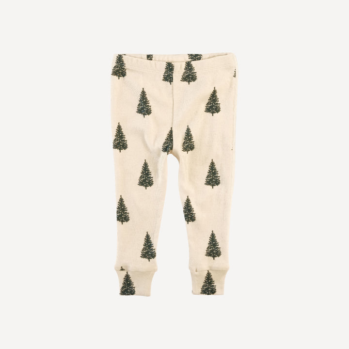 long sleeve crew neck pj set | forest pine | organic cotton flat rib