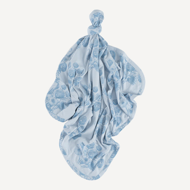 classic single layer blanket | blue dahlia | organic cotton jersey