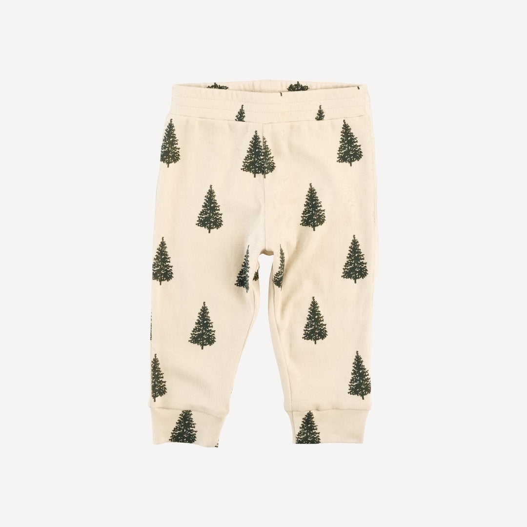 long sleeve cuffed jogger set | forest pine | organic cotton flat rib